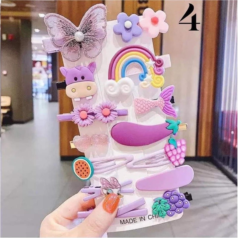Set vỉ 14 kẹp tóc cho bé
