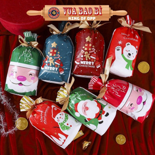  Set 50 Túi đựng bánh kẹo Giáng sinh Túi Nhựa Xmas Trang Trí Tiệc có dây rút hoạ tiết 2025 - VUA BAO BÌ 