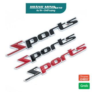 Logo tem 3D kim loại chữ SPORTS dán xe hơi ô tô