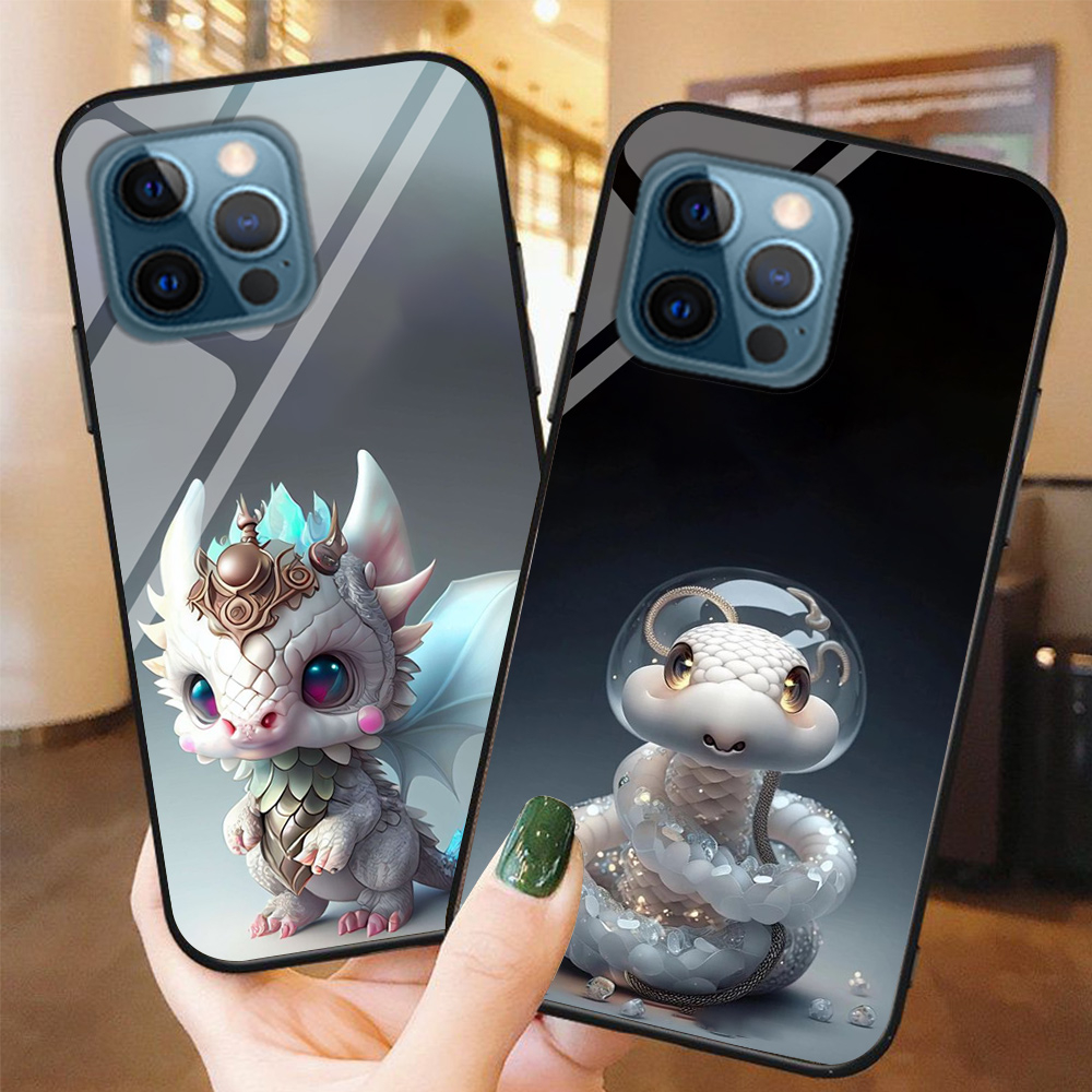 Ốp điện thoại mặt kính iphone 12 Pro / ip 12 Pro max in hình con giáp cute 20 23