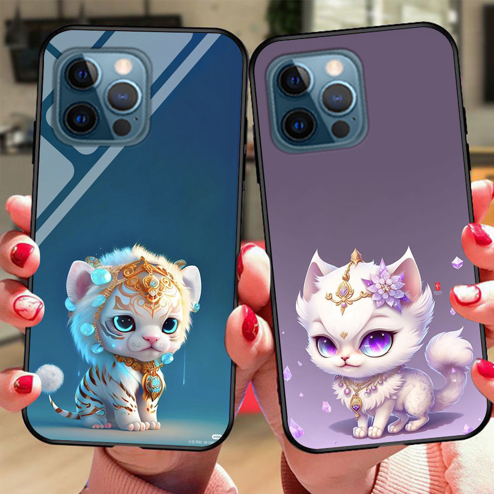 Ốp điện thoại mặt kính iphone 12 Pro / ip 12 Pro max in hình con giáp cute 20 23