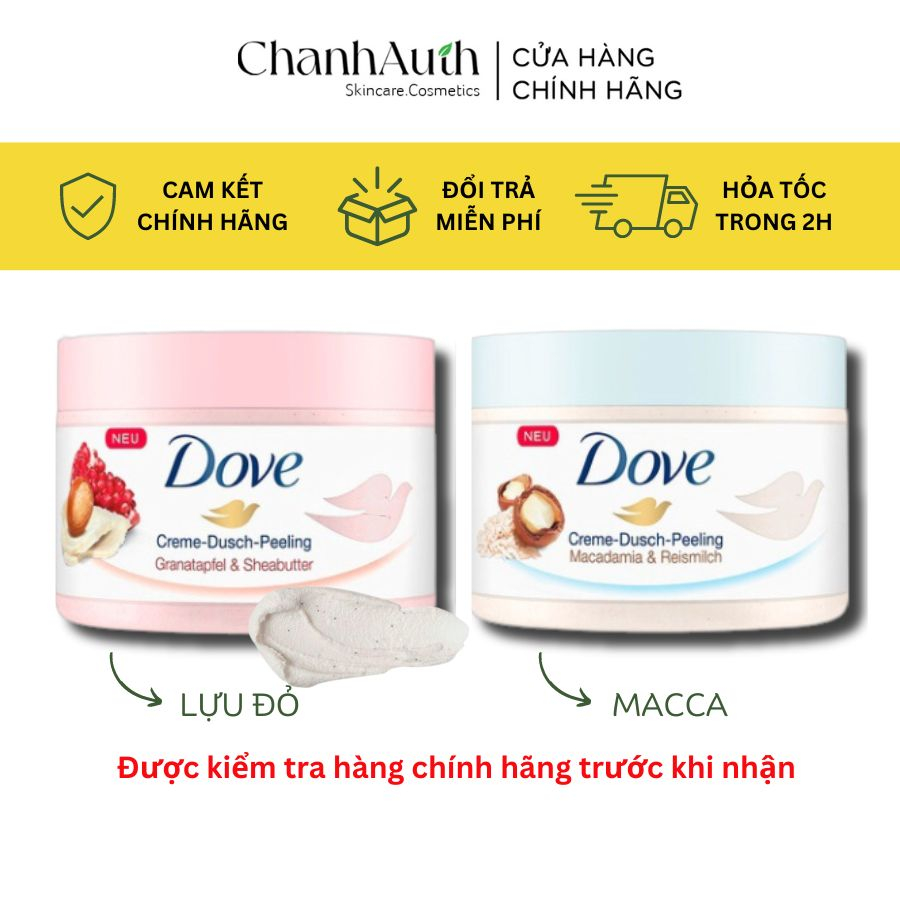 Tẩy da chết toàn thân Dove Exfoliating Body Polish mềm mịn da không bị rát đau da sáng da TDC body bản Đức 225ML