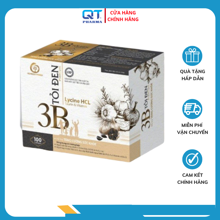 Vitamin 3B Tỏi Đen Xuyên Tâm Liên - Giúp Tăng Cường Đề Kháng Và Miễn Dịch, Bổ Sung Vitamin Nhóm B, Giảm tê bì chân tay