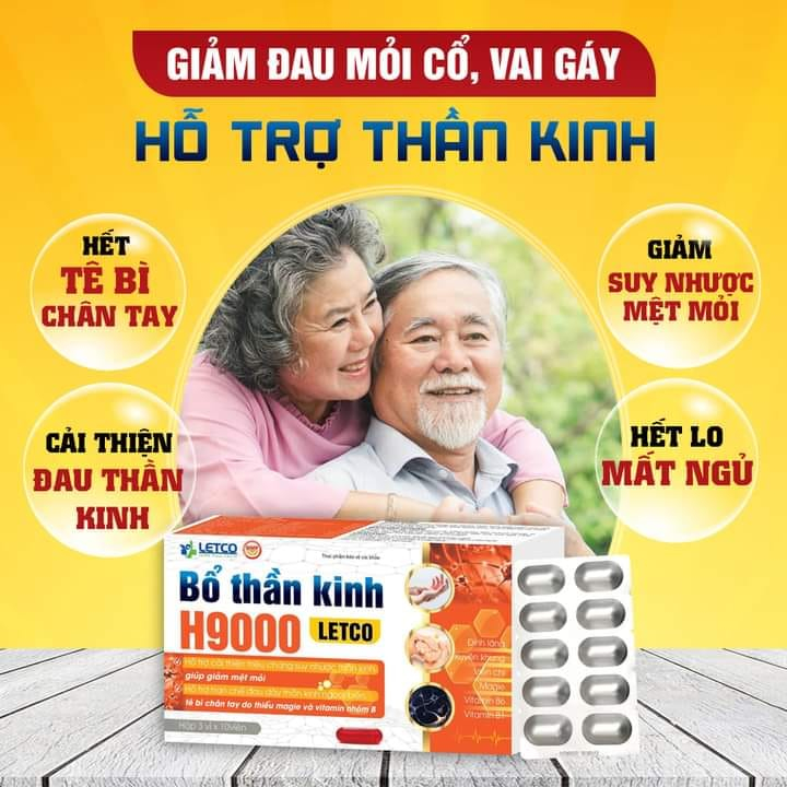 Bổ thần kinh H9000 - hỗ trợ tuần hoàn máu, giảm đau đầu, đau dây thần kinh ngoại biên, đau vai gáy, tê bì chân tay