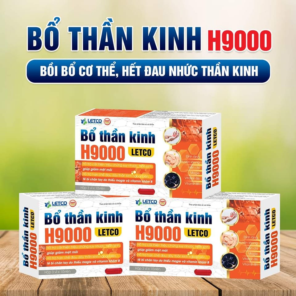 Bổ thần kinh H9000 - hỗ trợ tuần hoàn máu, giảm đau đầu, đau dây thần kinh ngoại biên, đau vai gáy, tê bì chân tay