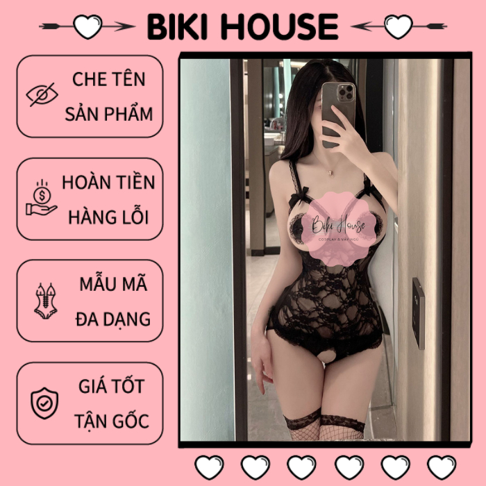 Bodysuit đồ lót 1 mảnh khoét ngực sexy gợi cảm áo liền thân ren xuyên thấu hở đáy quyến rũ / không kèm dán ngực N918