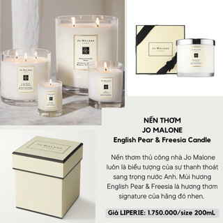 Nến thơm Jo Malone Candle English Pear & Freesia - Peony & Blush Suede