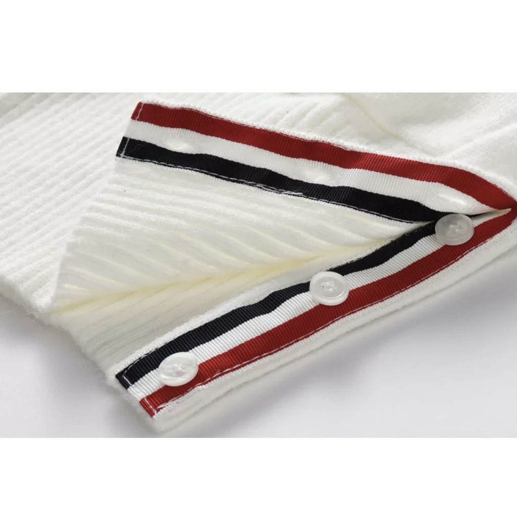 Áo Cardigan Thome Browe Chất Nhung Tăm-Áo Cardigan Phối Hoạ Tiết 4 Sọc Cực Đẹp