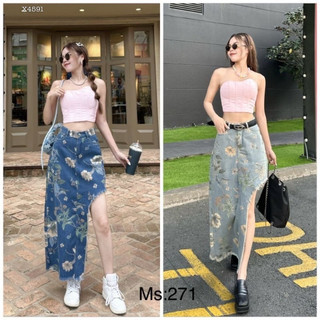 Chân váy khoét tà hoa và trơn dáng dài