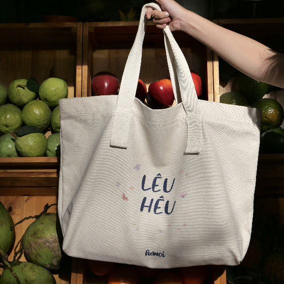 Túi tote 𝗟𝗘̂𝗨 𝗛𝗘̂𝗨 vải canvas có khóa kéo