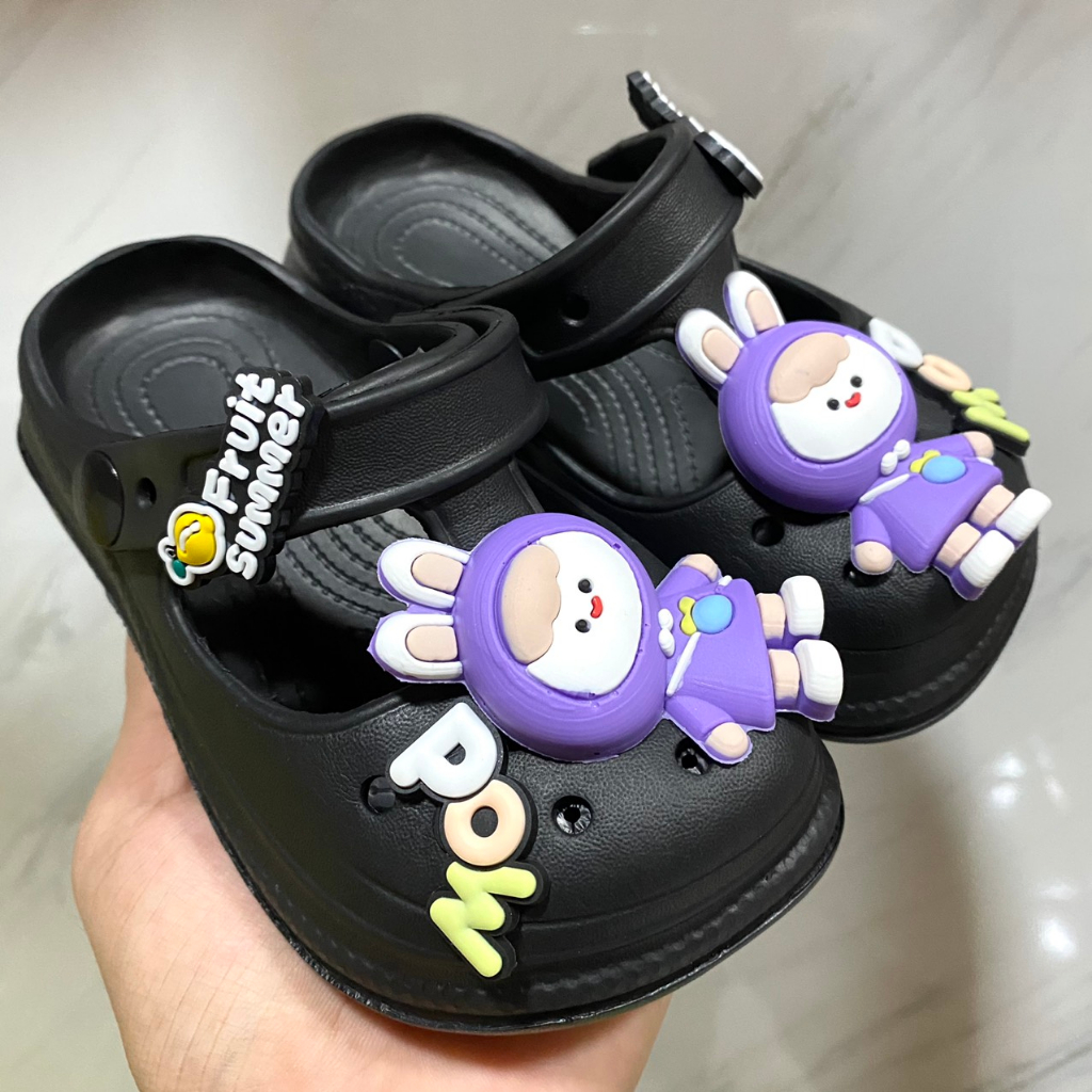 Dép Sục Crocs quai hậu cho bé gái bé trai đính kèm Full Sticker phong cách thời trang ulzzang dễ thương siêu nhẹ êm chân