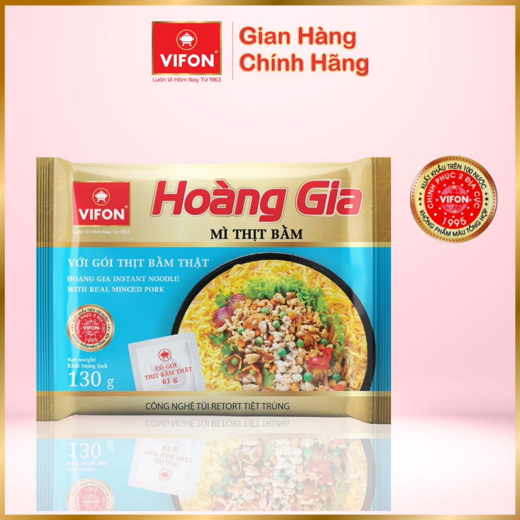 Thùng 18 gói Mì Thịt Bằm HOÀNG GIA VIFON 130gr / Gói