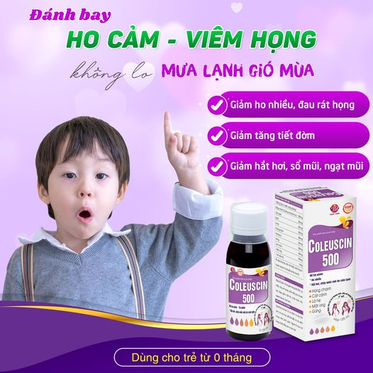 Siro ho cảm Coleuscin 500 - Chai 125ml - giảm ho, giải cảm, sổ mũi, đau rát họng - dùng được cho sơ sinh và bà bầu