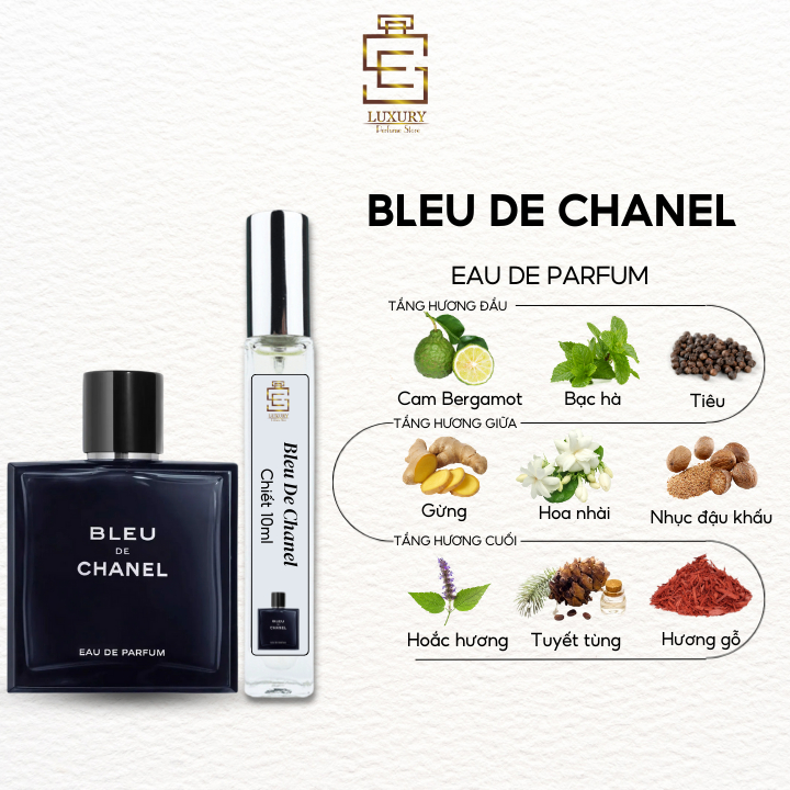 nước hoa chiết nam Bleu De Chanel Parfum 10ml sang trọng, lịch lãm đầy lôi cuốn, chính hãng Luxury