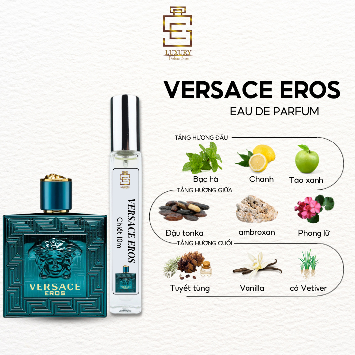 nước hoa chiết nam Versace Eros EDT mẫu thử 10ml, nước hoa chính hãng Luxury lưu hương lâu