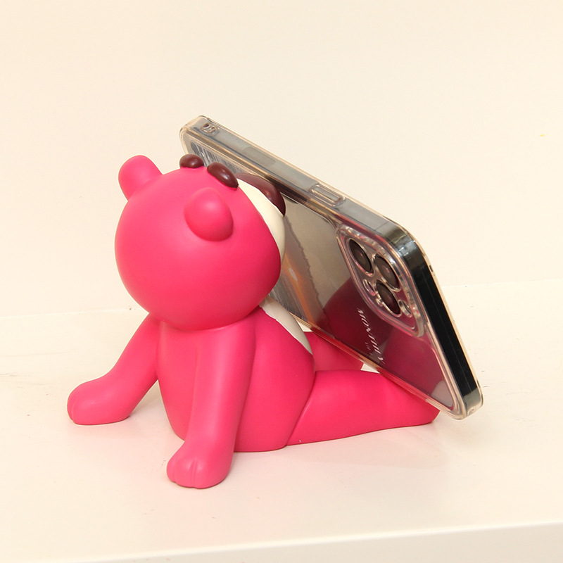 MVP3315 Giá Đỡ Điện Thoại Để Bàn Hoạt Hình Gấu Dâu Dễ Thương Vật Trang Trí Máy Tính Bảng Cô Gái Trái Tim