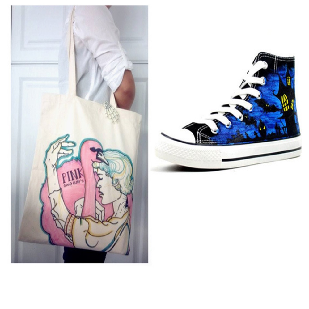 SET 8 bút lông nhiều màu viết vẽ nhuộm màu trang trí vải, áo thun, giày dép thủ công siêu bền màu