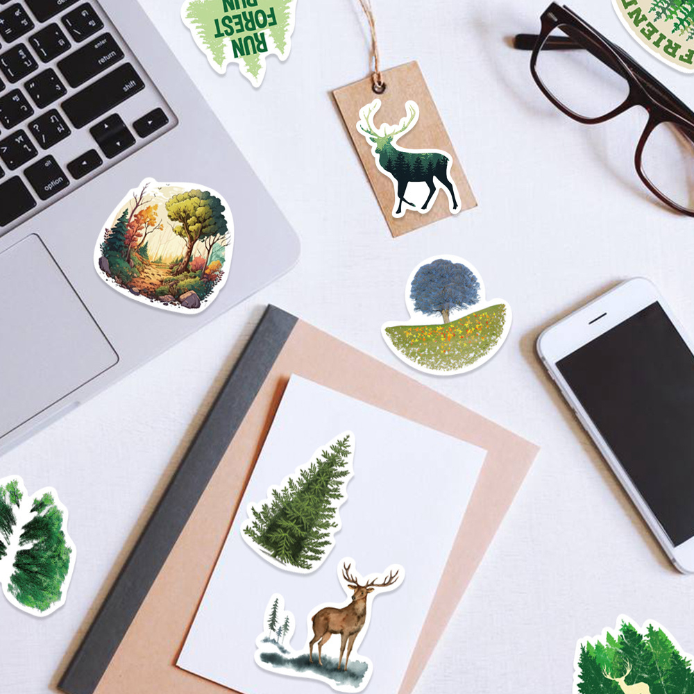 Set 50 Sticker Forest PVC Chống Thấm Nước Trang Trí Vali , Điện Thoại , Laptop , Bình Nước v.v..