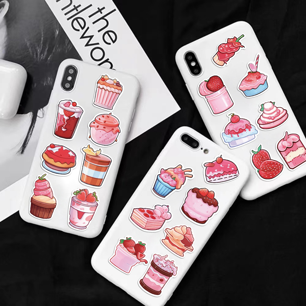 Set 50 Sticker Cake PVC Chống Thấm Nước Trang Trí Điện Thoại , Laptop , Vali , Bình Nước v.v..