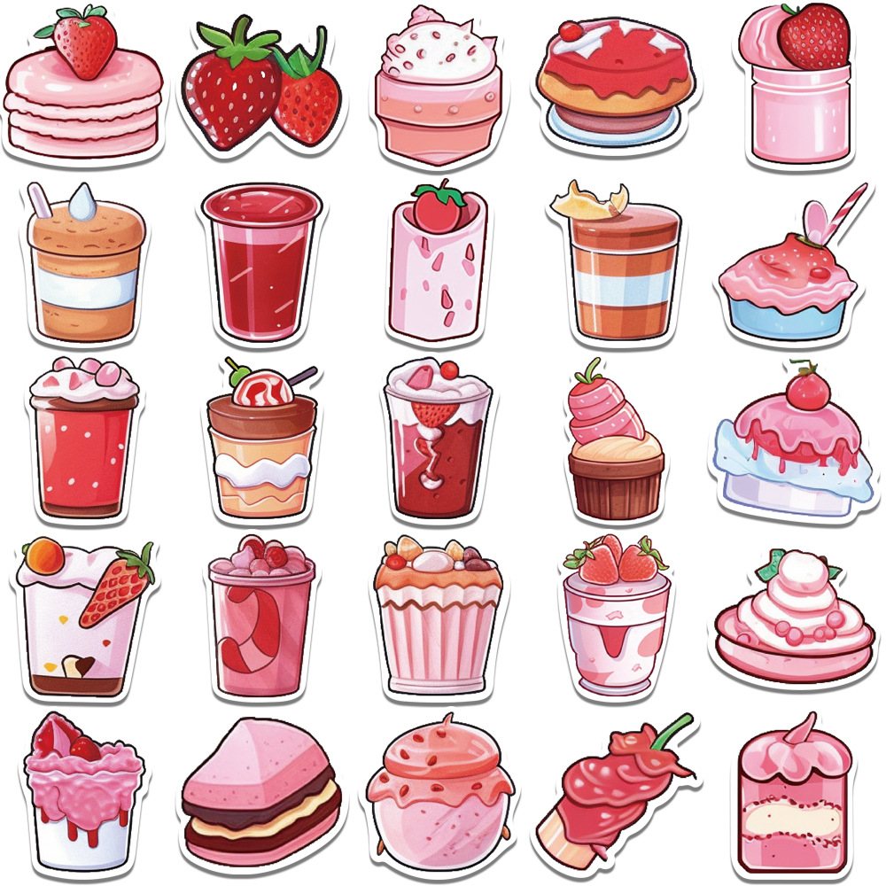 Set 50 Sticker Cake PVC Chống Thấm Nước Trang Trí Điện Thoại , Laptop , Vali , Bình Nước v.v..