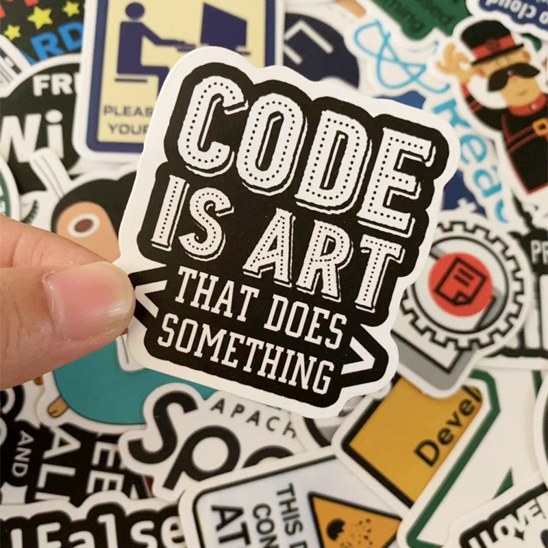 Set 50 Sticker Lập Trình PVC Chống Thấm Nước Trang Trí Điện Thoại , Vali , laptop , v.v..