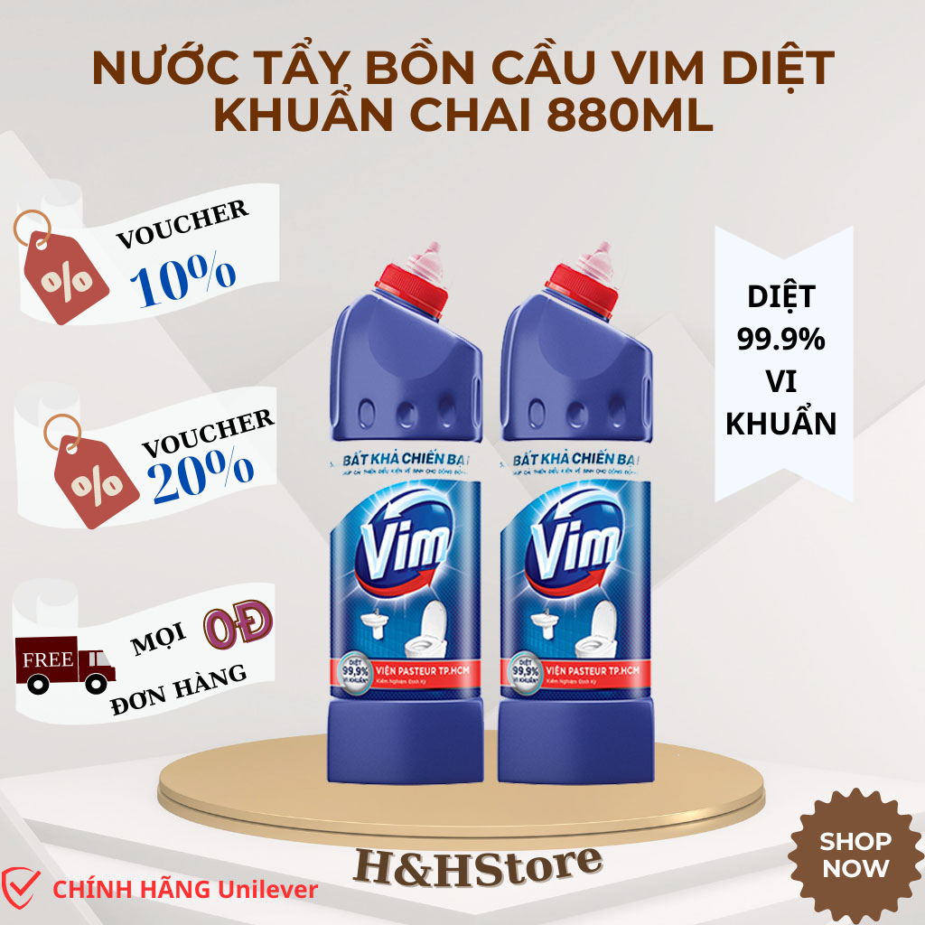 Nước Tẩy Bồn Cầu Vim Diệt Khuẩn (880ml/chai)