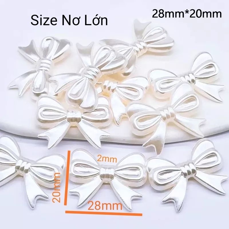 Hạt nhựa acrylic hình nơ xỏ lỗ 2 đầu, nhiều màu ánh hologram