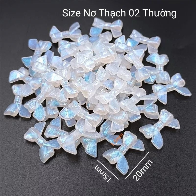 Hạt nhựa acrylic hình nơ xỏ lỗ 2 đầu, nhiều màu ánh hologram
