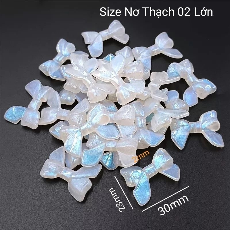 Hạt nhựa acrylic hình nơ xỏ lỗ 2 đầu, nhiều màu ánh hologram