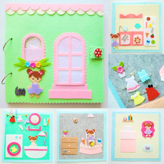Sách vải Ngôi nhà Búp bê cho bé - (Hình thật 100%) - Sách vải kỹ năng cho bé - Quiet book Doll House