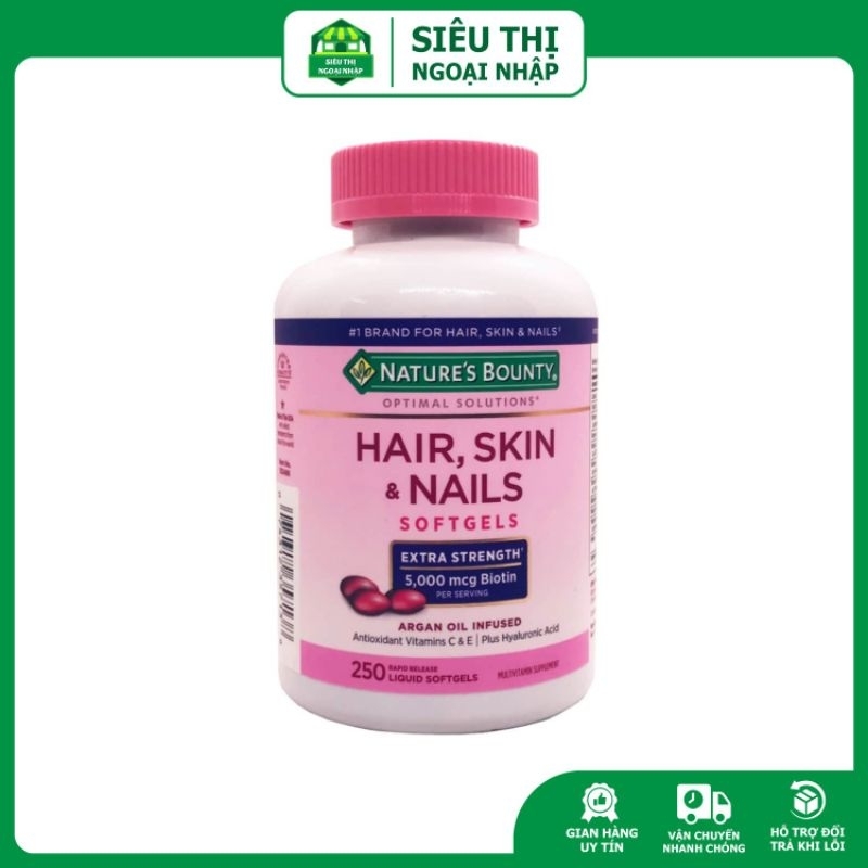 Date mới - Viên Uống Đẹp Da, Tóc, Móng 250 viên Nature's Bounty HAIR SKIN NAIL / NAILS