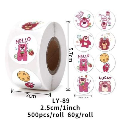 Nhãn dán sticker Thank You Cuộn 100 tem nhiều mẫu lựa chọn dễ thương gấu dâu