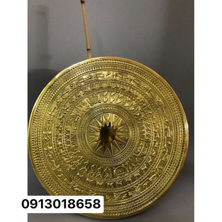 Trống đồng tranh treo mặt trống đồng 60cm màu vàng hàng gò tay dày kỹ