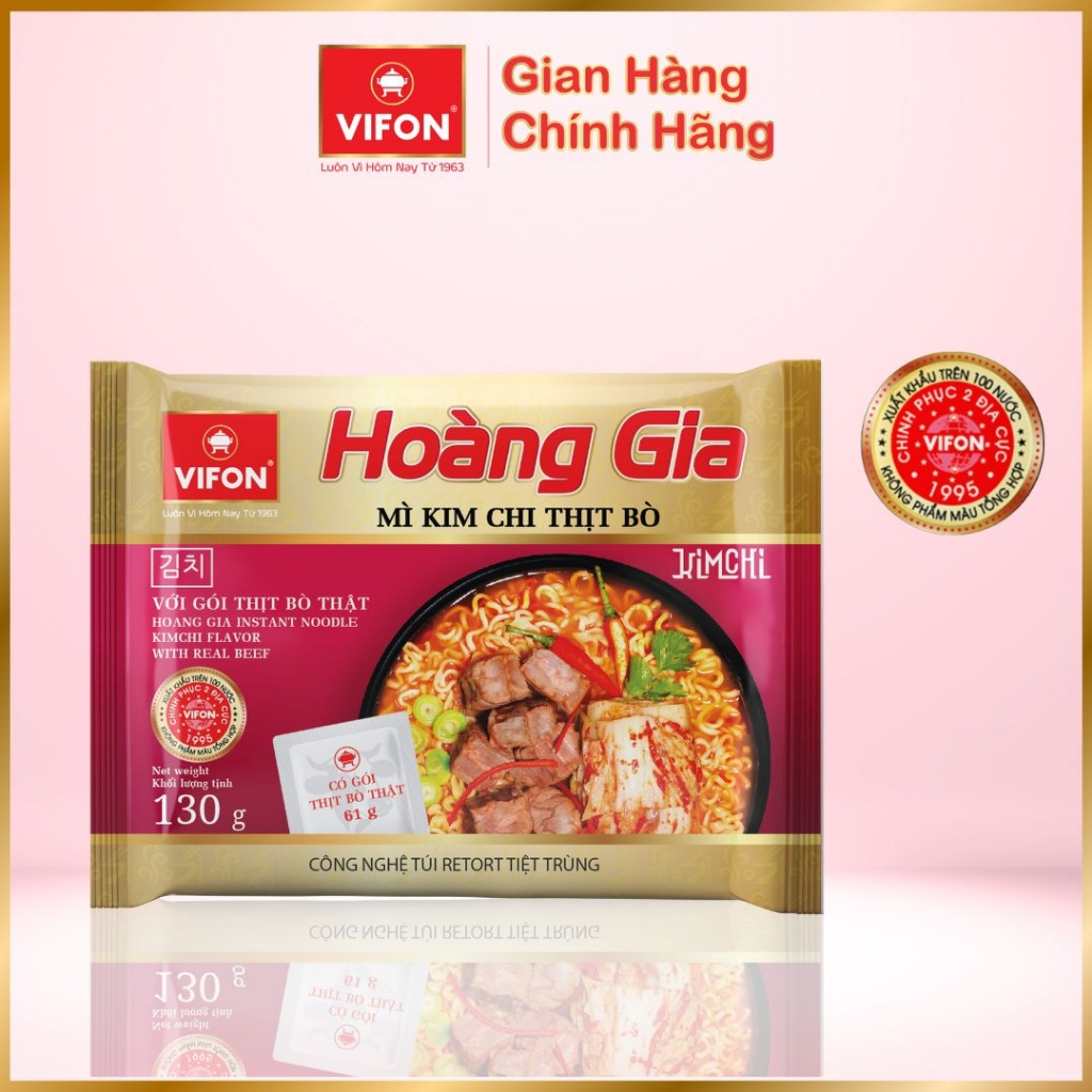 Set 3 gói VIFON Mì Hoàng gia  Thịt bằm/Lẩu cua/Thịt bò/Kim chi/Lẩu thái/Hải sản/Hoành thánh/Mì quảng thịt bằm