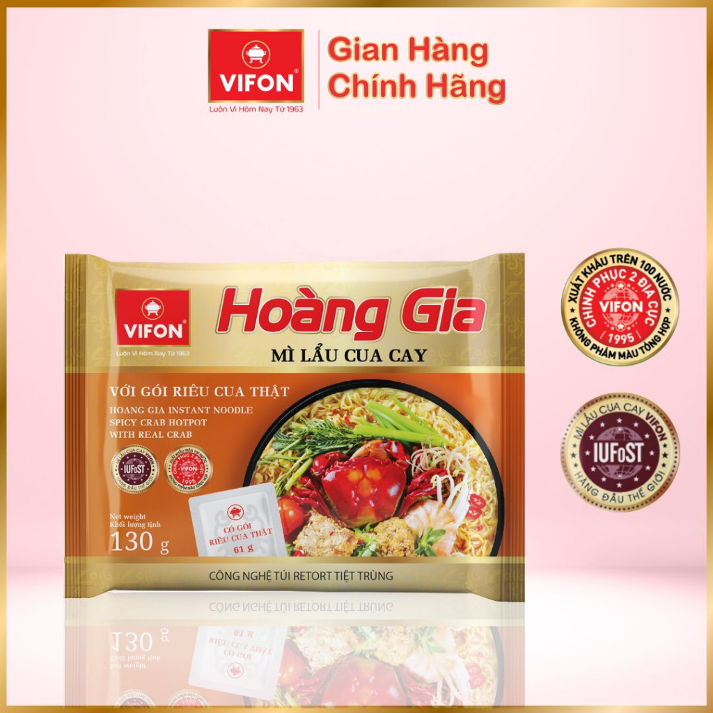 Set 3 gói VIFON Mì Hoàng gia  Thịt bằm/Lẩu cua/Thịt bò/Kim chi/Lẩu thái/Hải sản/Hoành thánh/Mì quảng thịt bằm