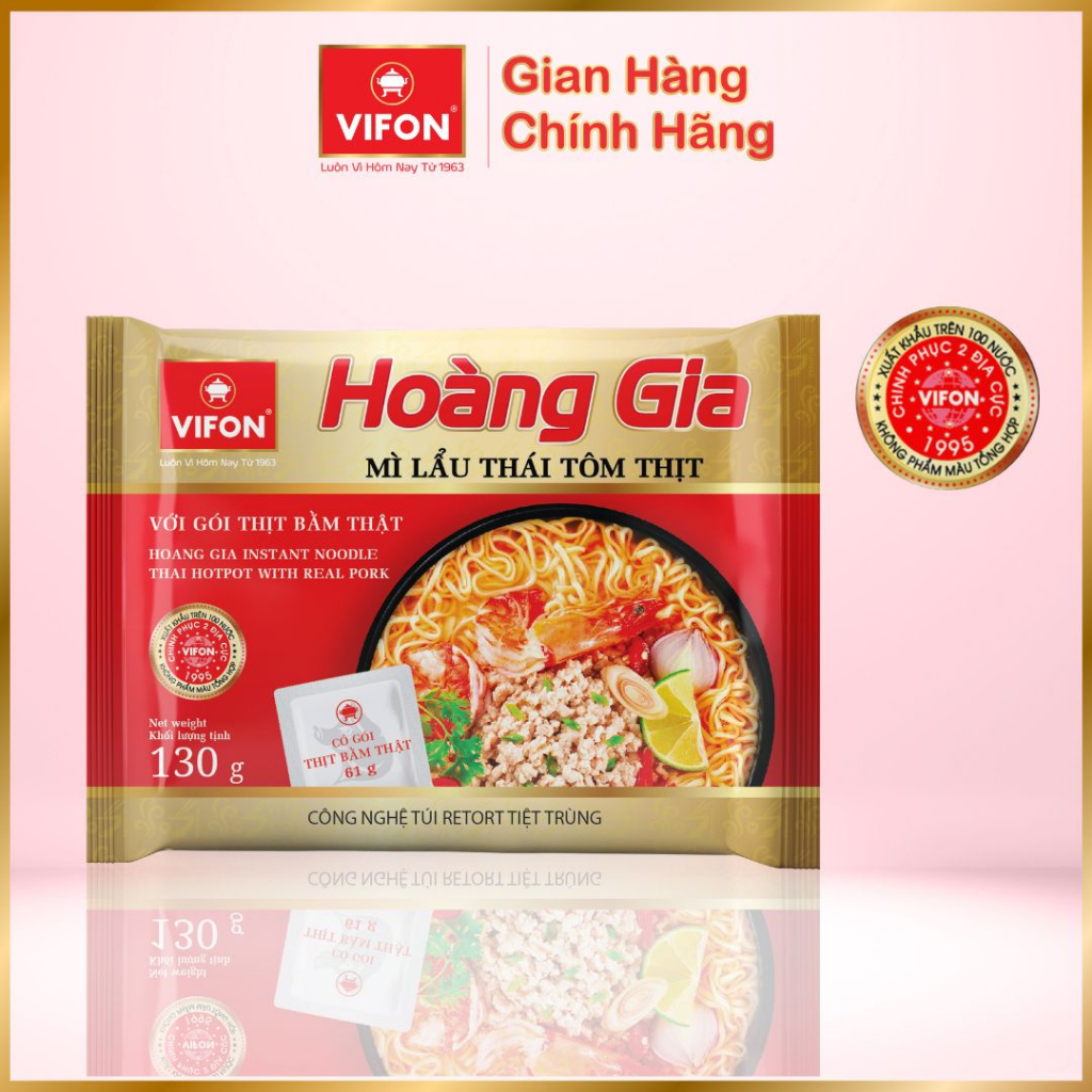 Set 3 gói VIFON Mì Hoàng gia  Thịt bằm/Lẩu cua/Thịt bò/Kim chi/Lẩu thái/Hải sản/Hoành thánh/Mì quảng thịt bằm