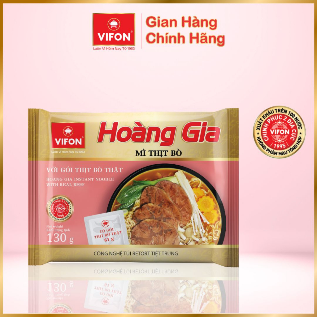 Set 3 gói VIFON Mì Hoàng gia  Thịt bằm/Lẩu cua/Thịt bò/Kim chi/Lẩu thái/Hải sản/Hoành thánh/Mì quảng thịt bằm