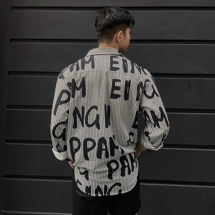 Áo sơ mi nam, áo sơ mi nam tay dài phối chữ cực kì đẹp, phong cách chuẩn badboy cháy phố mẫu mới G3