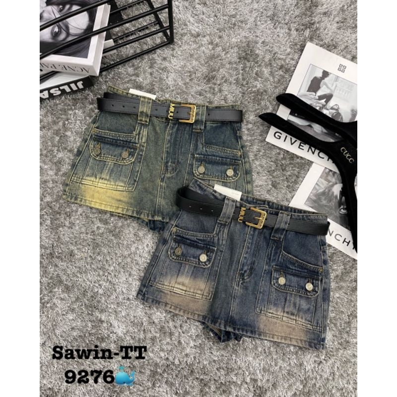 Chân  váy jeans kèm đai hàng QCL1