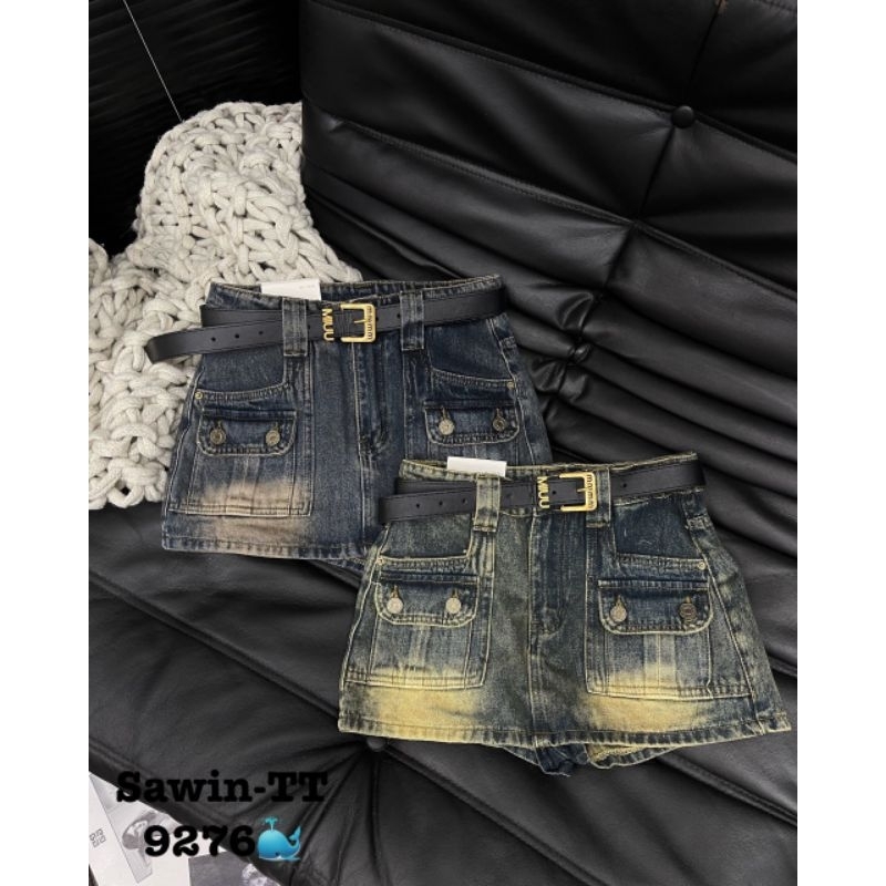 Chân  váy jeans kèm đai hàng QCL1