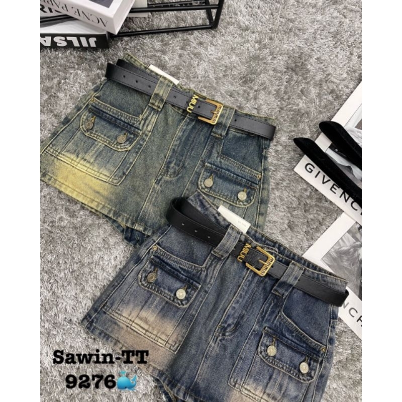 Chân  váy jeans kèm đai hàng QCL1