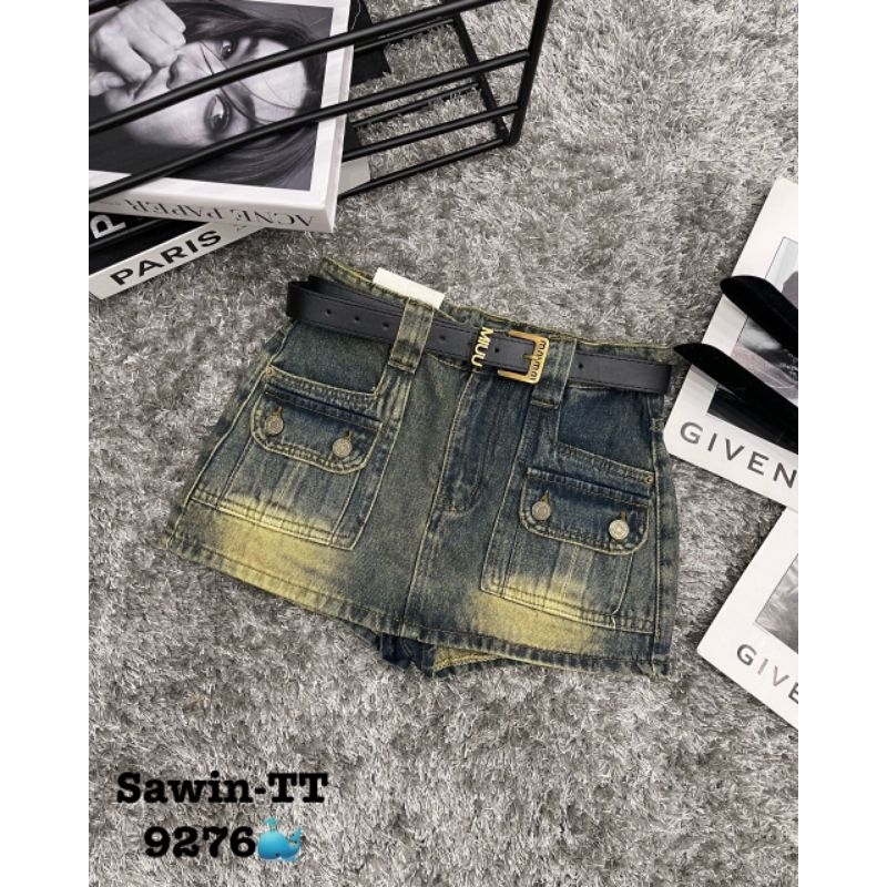 Chân  váy jeans kèm đai hàng QCL1