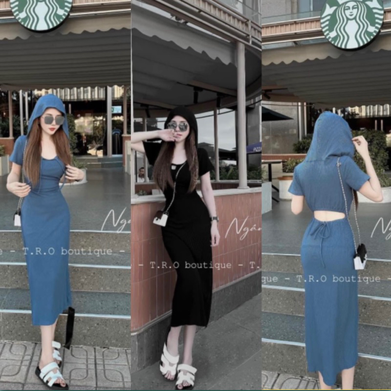ĐẦM BODY CÓ NÓN DÁNG MIDI KHOÉT LƯNG SANG CHẢNH(From chuẩn mẫu mặc💯) hình thật
