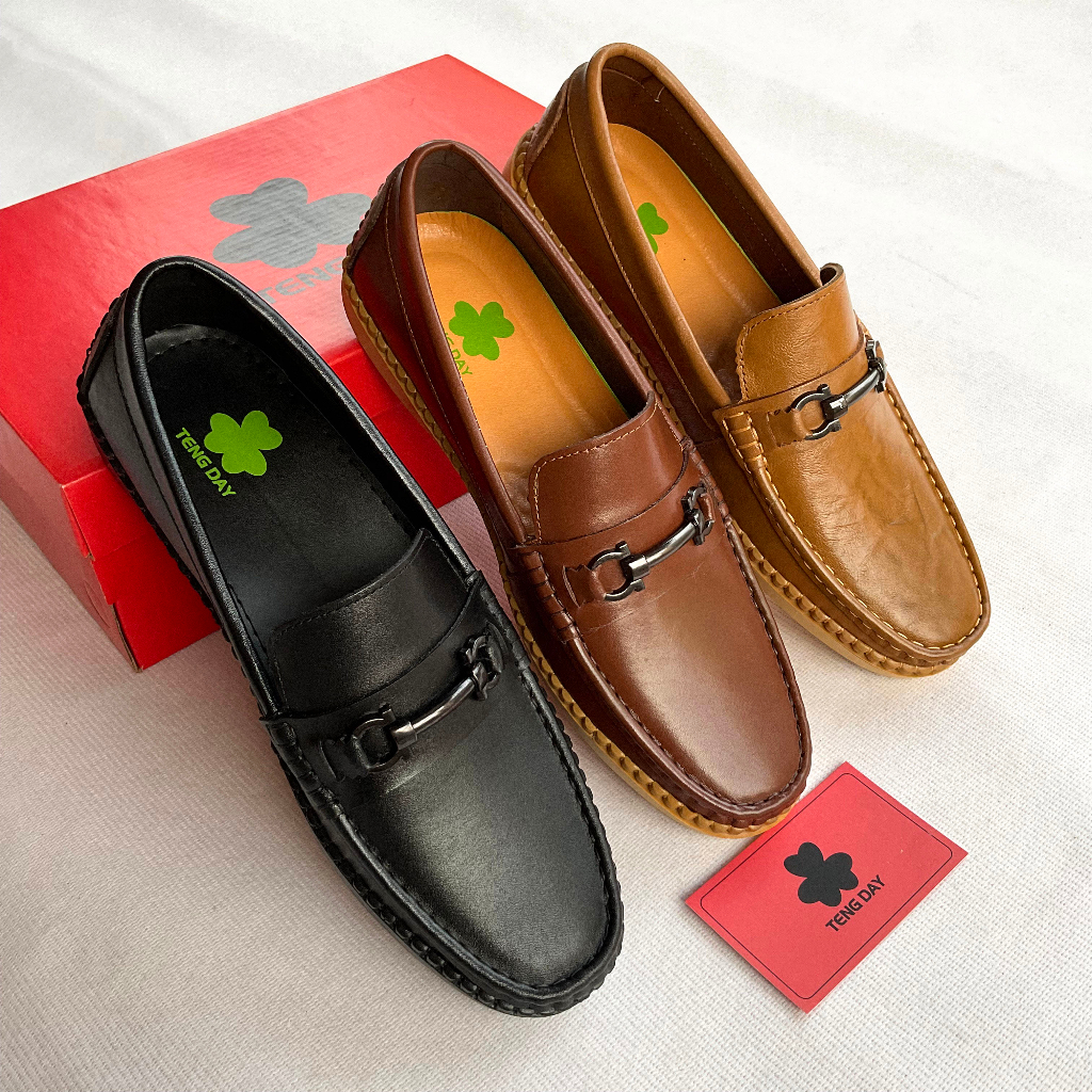 Giày Lười Nam Thời Trang. Đế Cao Su Da Bò Thật. Mạnh Mẽ. Tengday Vietnam - Màu đen, nâu, vàng