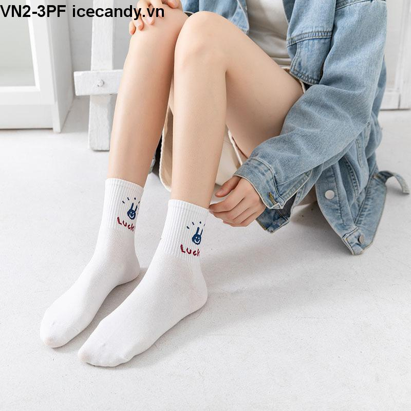 Tất cao cổ vớ cao cổ vải cotton hình con gấu