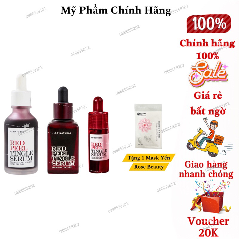 Tinh chất Red peel tingle serum So Natural thay da sinh học không bong tróc tẩy tế bào chết tái tạo da 10ml.