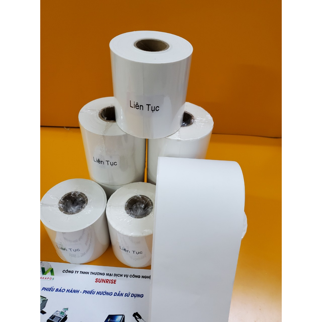 Giấy In Bill có Keo Dán- Decal K80 Liên Tục .Kích thước lòng giấy 77X30 in đơn livestream,đơn shopee