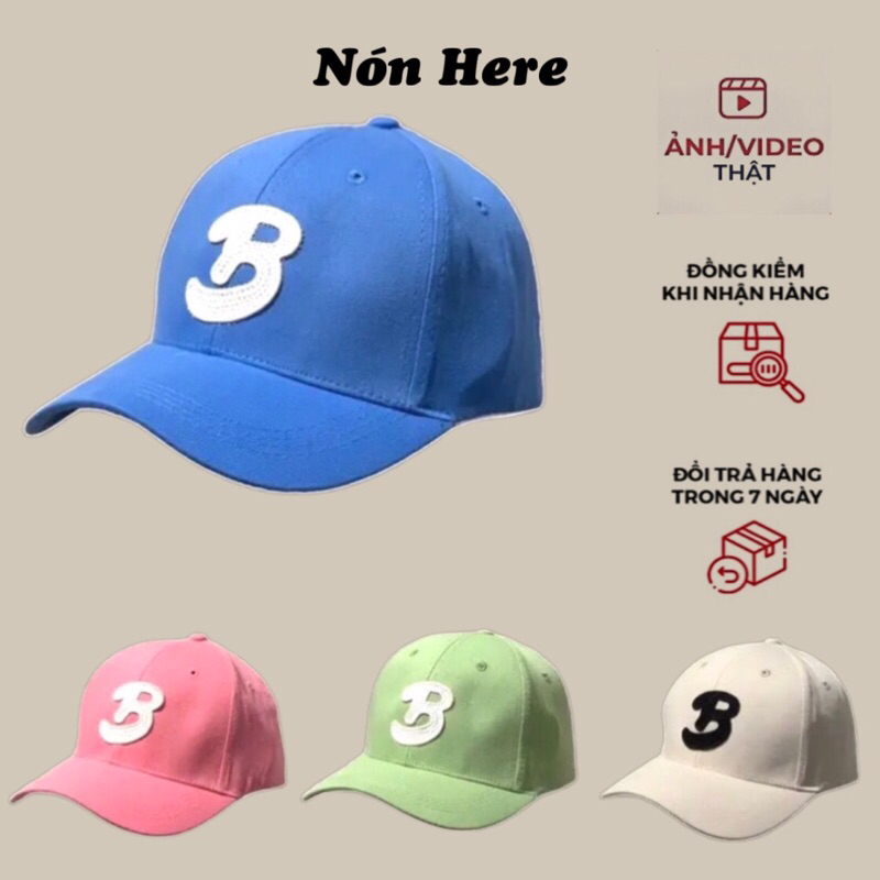 Mũ Lưỡi Trai Nón Kết Trơn Thêu Chữ B Phong Cách Hàn Quốc Form Unisex Nam Nữ Nón Here