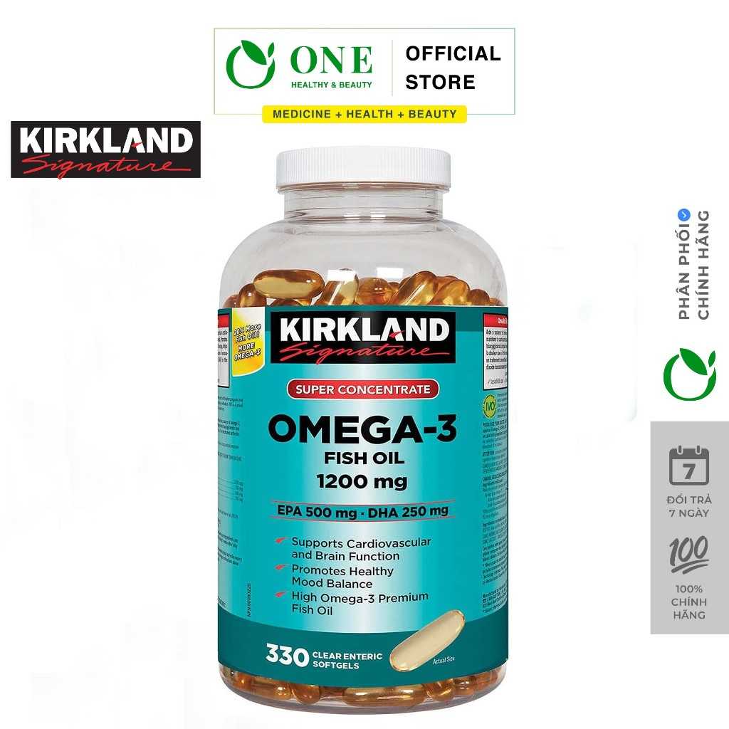 Dầu cá Omega-3 Fish Oil 1200mg Kirkland Signature Super Concentrate Omega 3 1200mg 330 viên