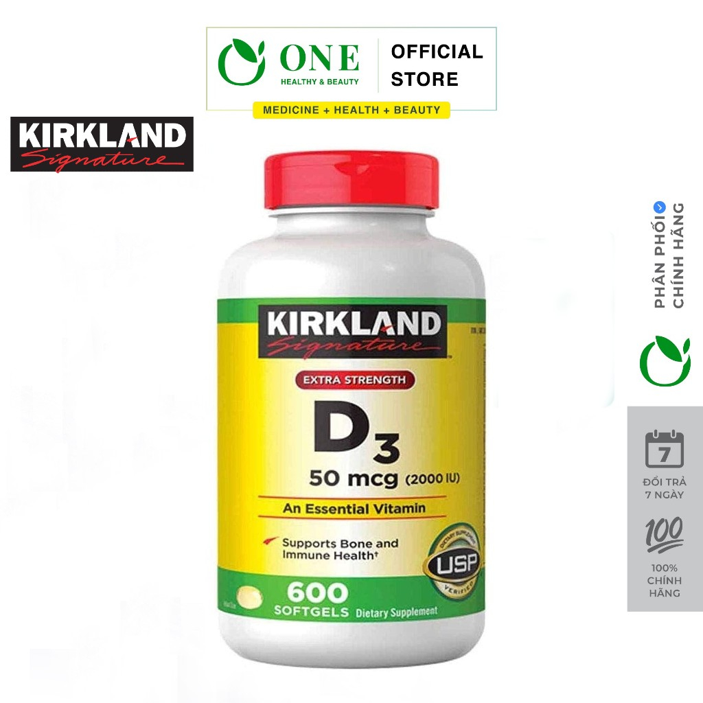 Viên uống bổ sung Vitamin D3 Kirkland Signature Vitamin D3 2000IU 600 viên của Mỹ